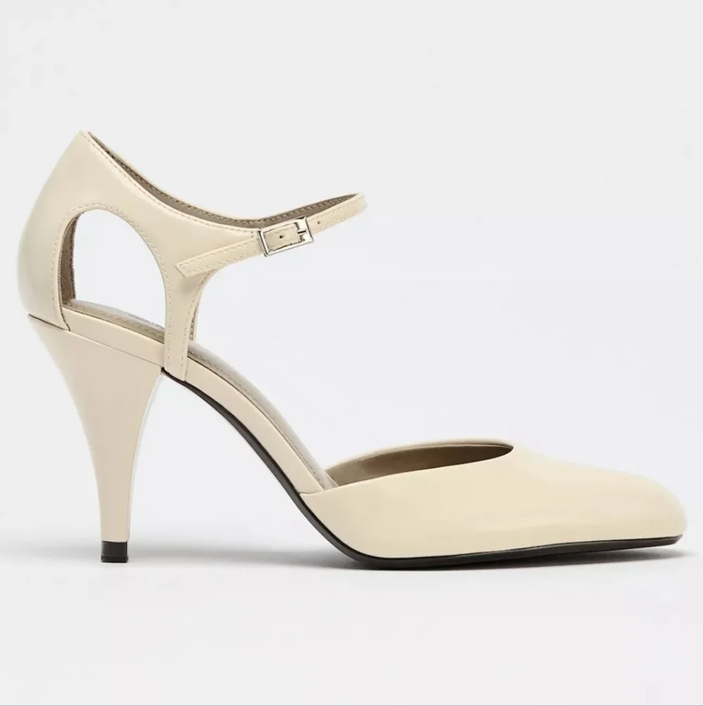 Zara Cream Women's Heels with Strap - Picture 2 of 2